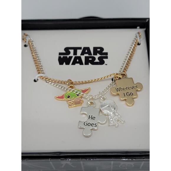 Disney Parks Star Wars The Mandalorian & The Child Grogu Wherever I Go Necklace - Picture 1 of 4